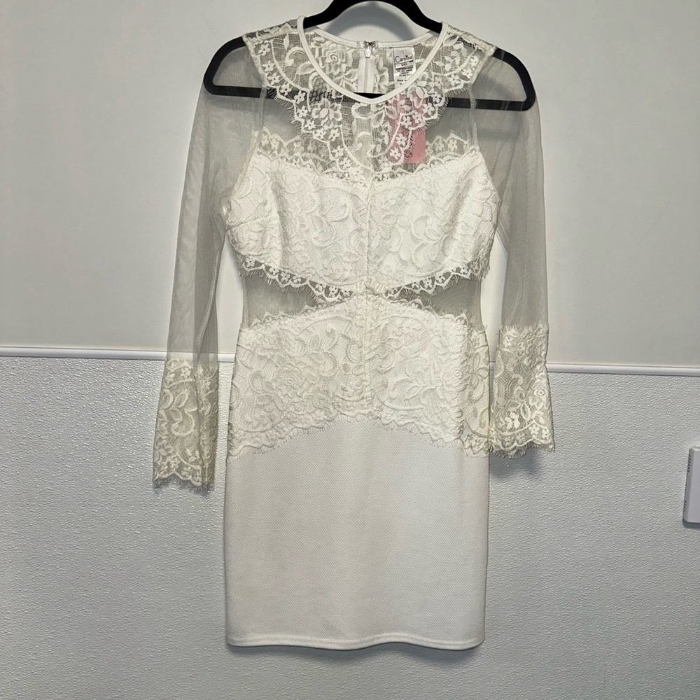 NWT NEW Wedding Women Carolina Dress, Size L, White lace short long sleeve party - Picture 2 of 16